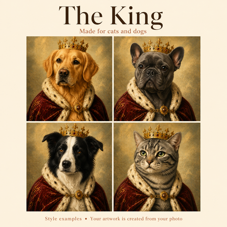 Cat and dog examples in this portrait style