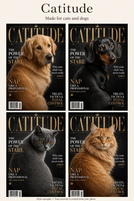 Cat and dog examples in this portrait style