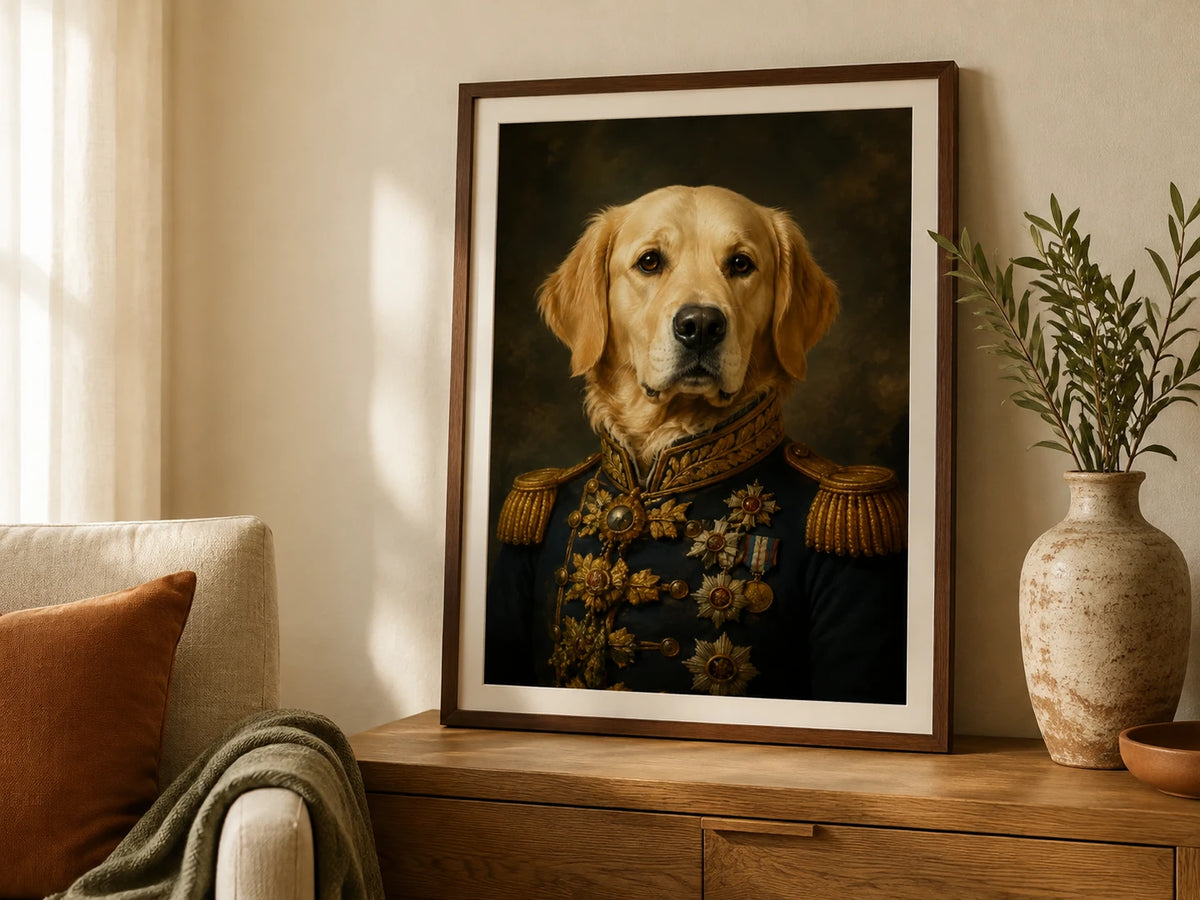 The Royal Portrait framed artwork in a home - illustrative lifestyle mockup