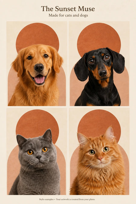 Cat and dog examples in this portrait style