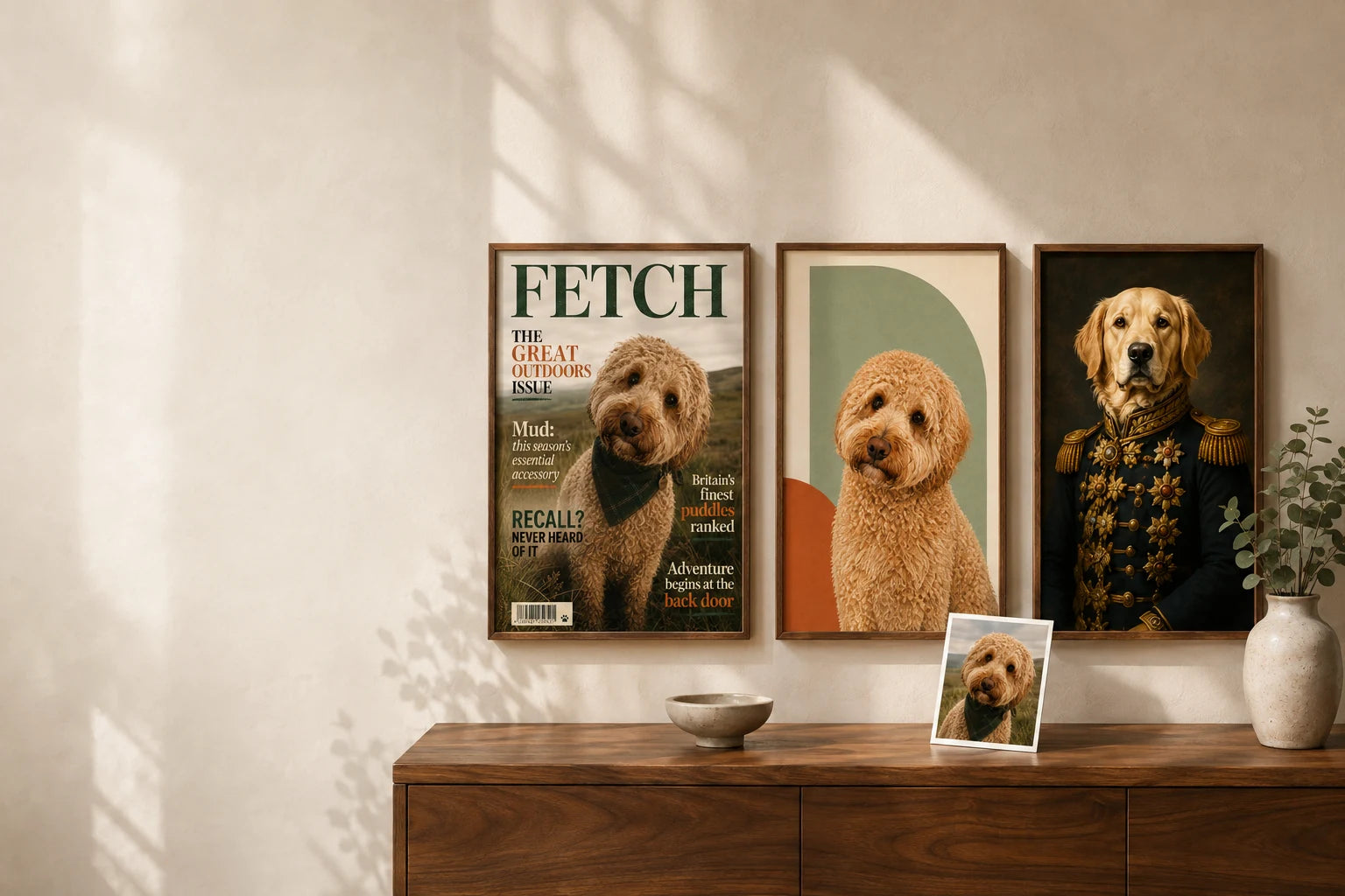 A selection of personalised WonderMade pet artwork