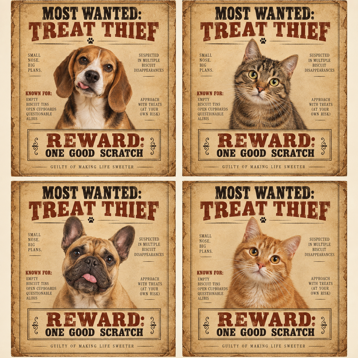 Most Wanted: Treat Thief dog and cat examples