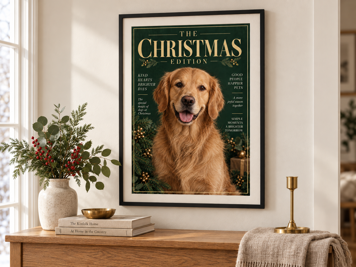 The Christmas Edition framed portrait displayed at home