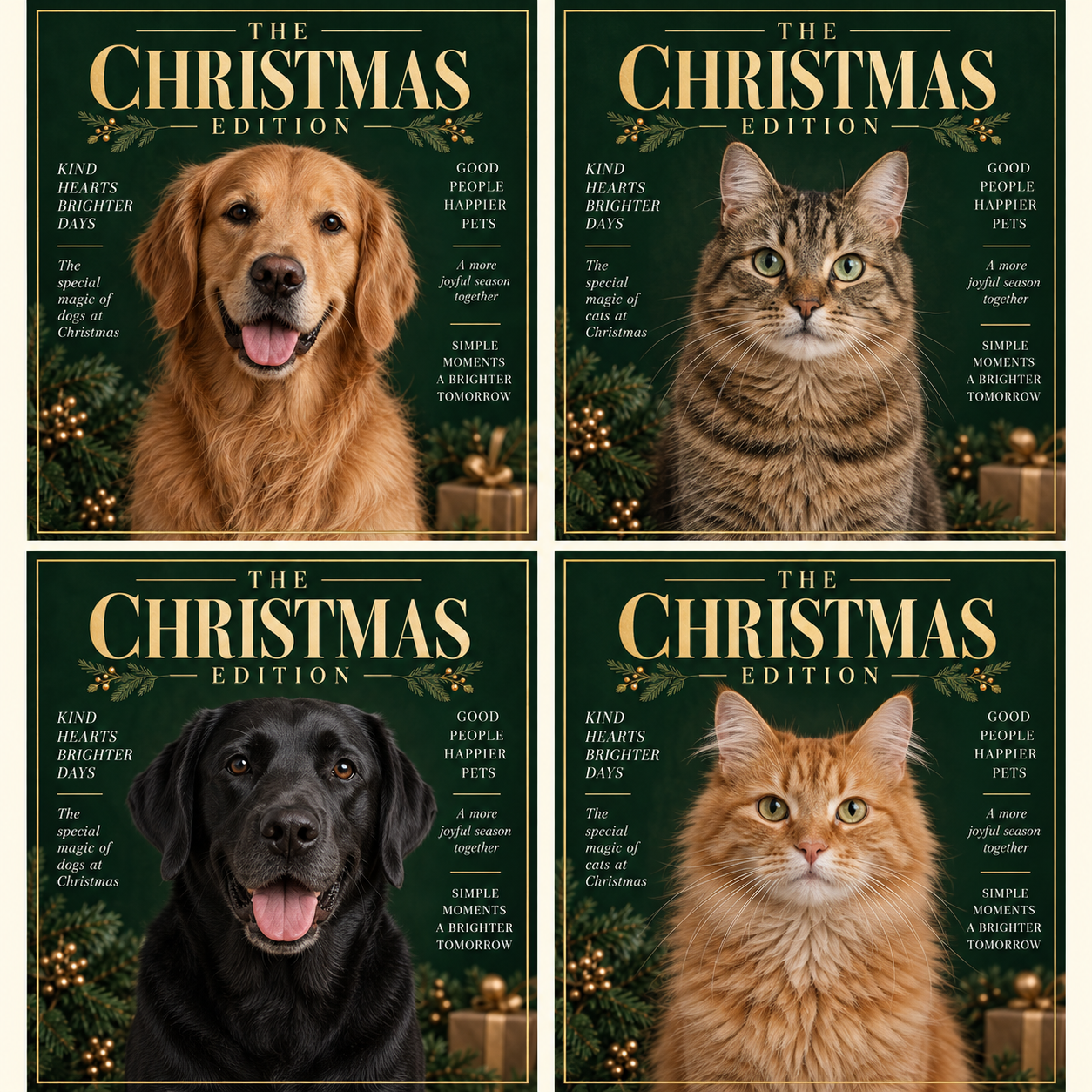 The Christmas Edition dog and cat examples