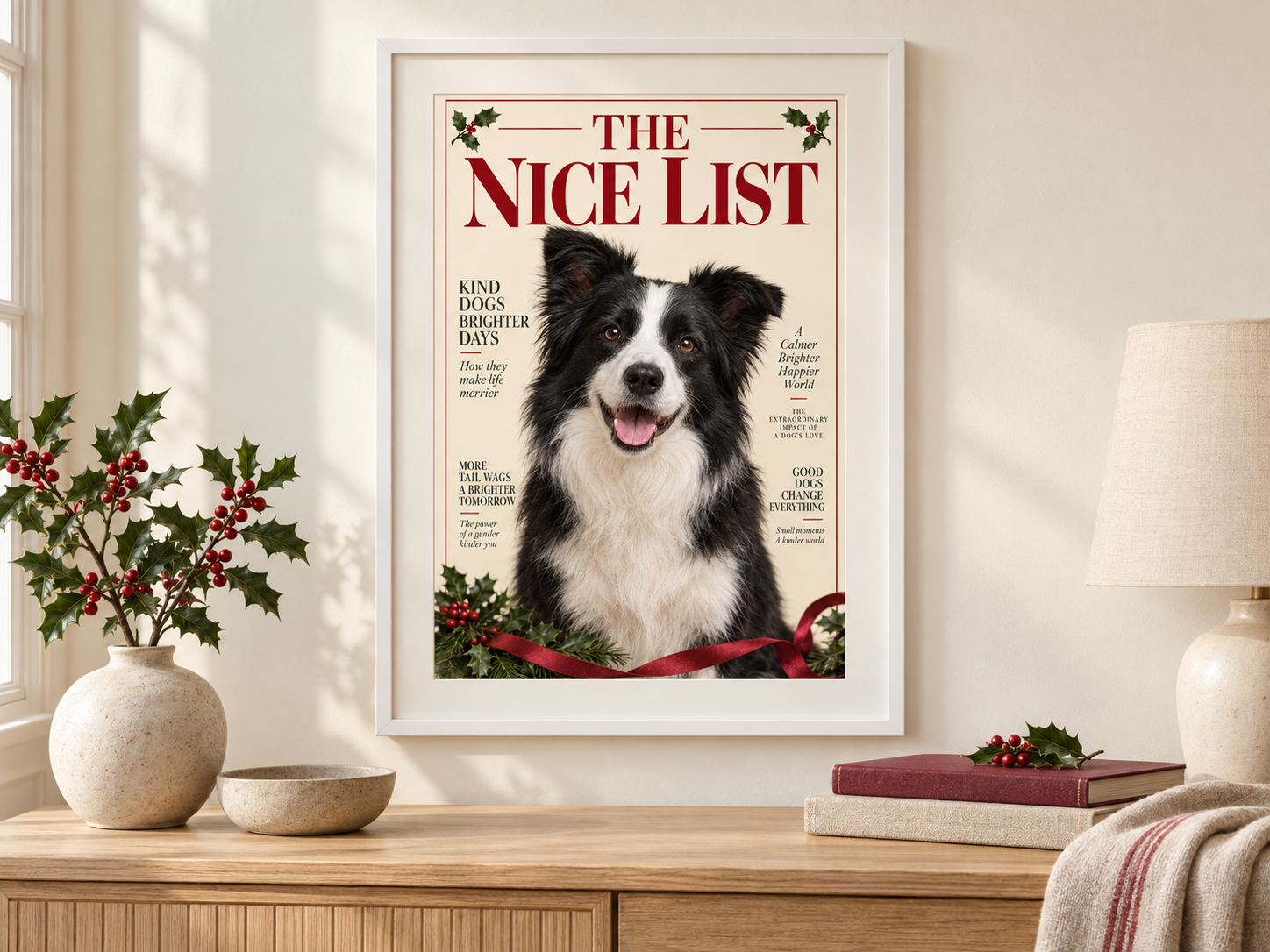 The Nice List framed portrait displayed at home