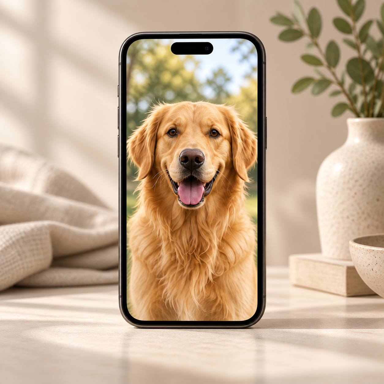 A clear pet photo displayed on a phone